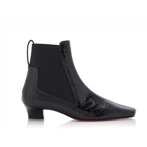 Christian Louboutin Promidavol 35mm Croc Effect Black Leather Chelsea Boot